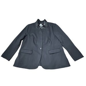 NWT Lane Bryant The Bryant Blazer Black Vegan Leather Collar Trim Ponte Size 22